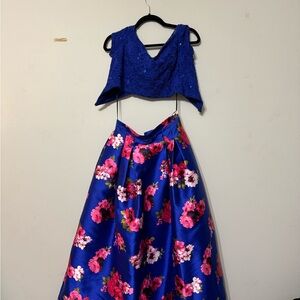 Blue Floral Two-Piece Dress